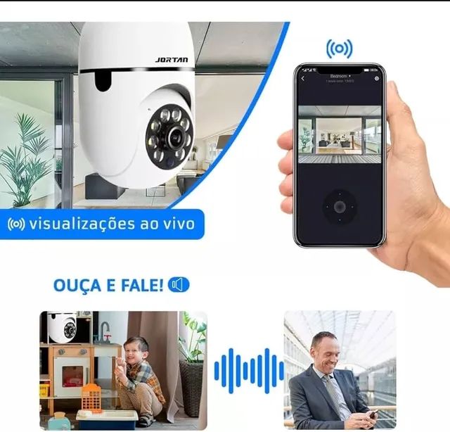 Câmera Segurança Lâmpada 360 Wifi Ip Full Hd Visão Noturna - Jortan  - Foto 3