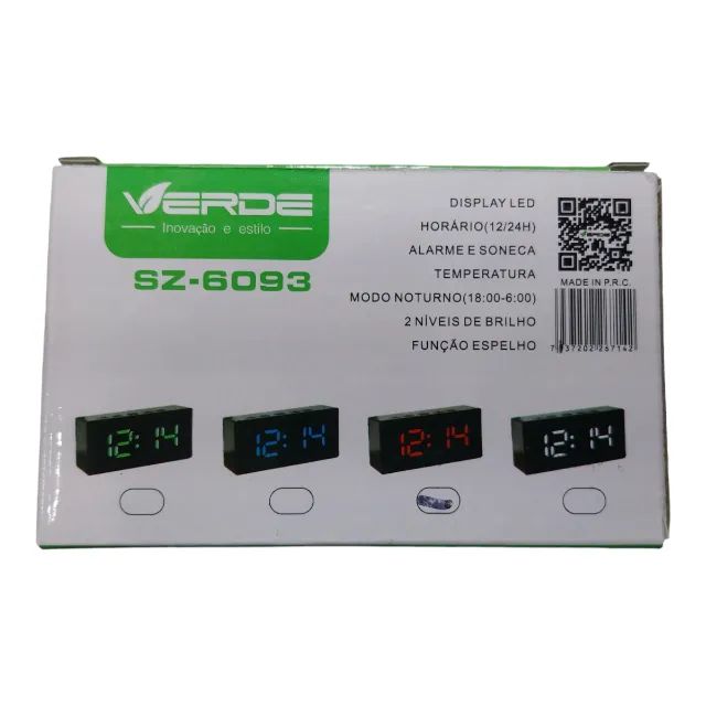 RELÓGIO DE  LED DIGITAL DESPERTADOR VERDE SZ 6093 - Foto 3
