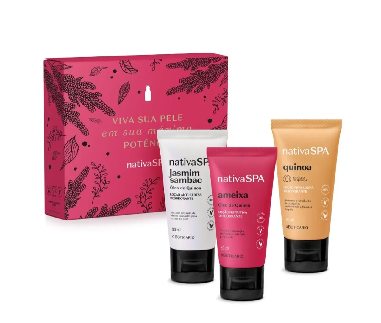 Kit Nativa SPA - 3 Loções para o Corpo - Jasmim Sambac, Ameixa e Quinoa