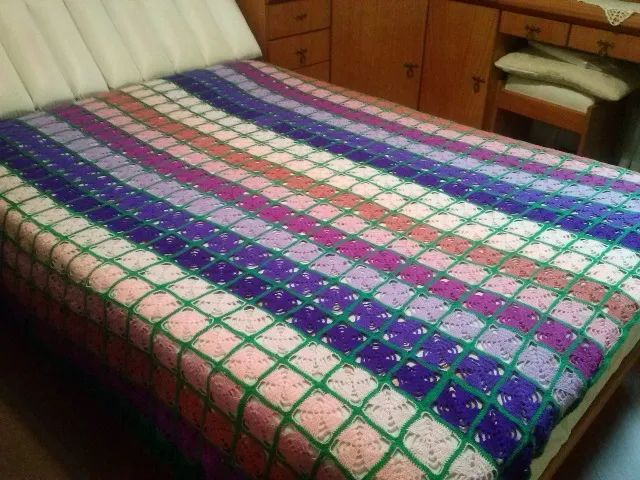 colcha crochê artesanal solteiro