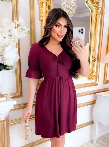 Vestidos Curto Suede Liso Estampado