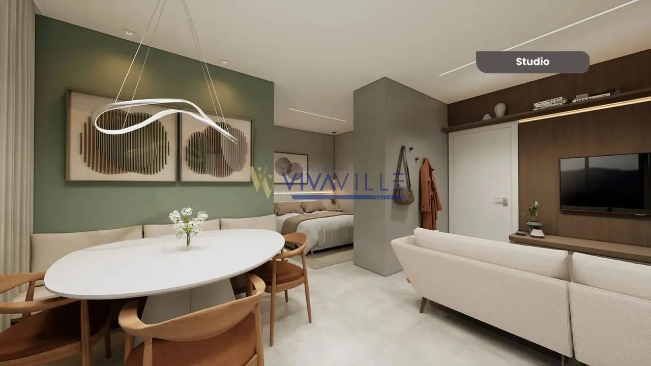 Studio a venda com 1 dormitório, sacada com churrasqueira, 1 vaga de garem - 43,80m² priva - Foto 4