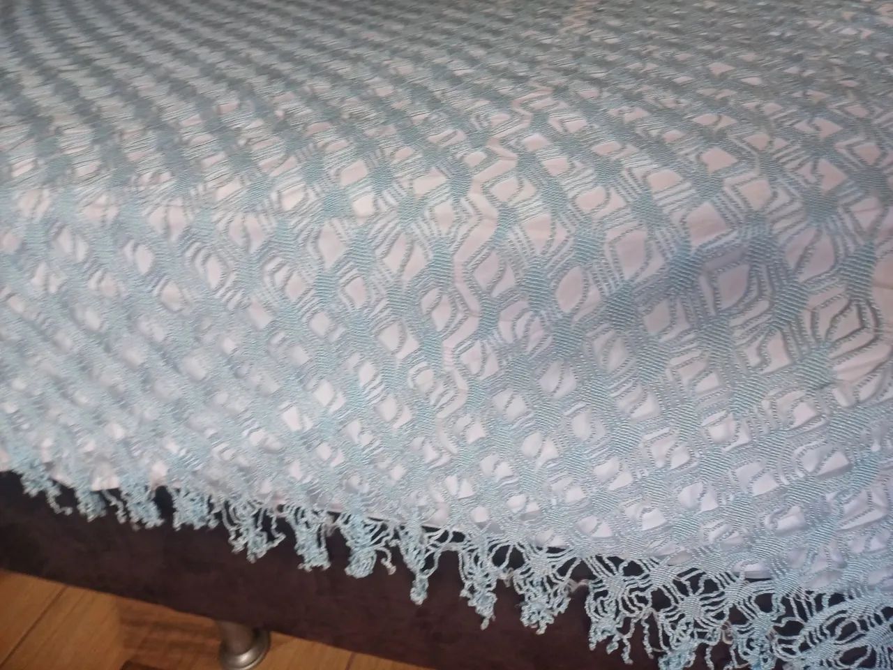 Jogo de Cama em Crochê Azul - Detalhes Delicados