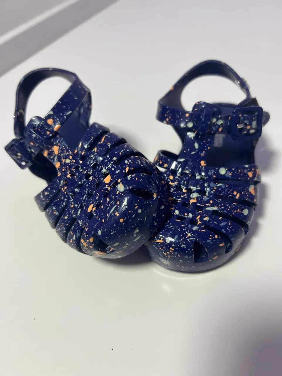Sandálias Bebê Melissa Azul com Detalhes Coloridos