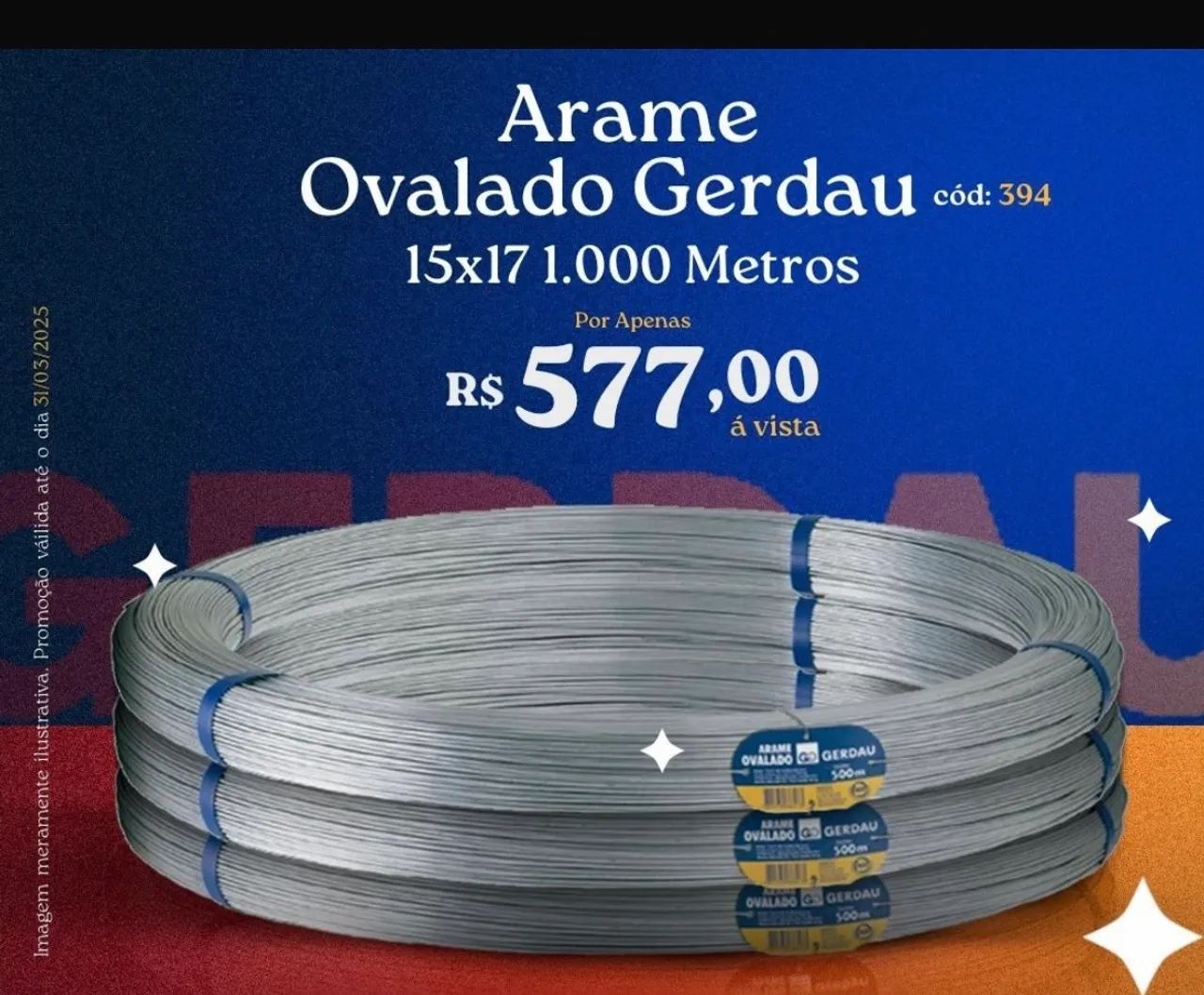 Arame Ovalado Gerdau 15x17 1.000 Metros