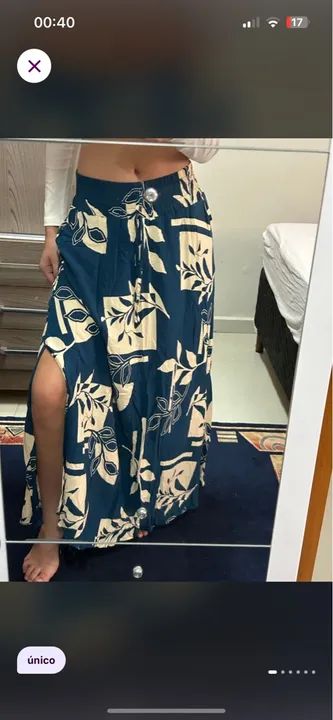 Saia Longa Floral Azul