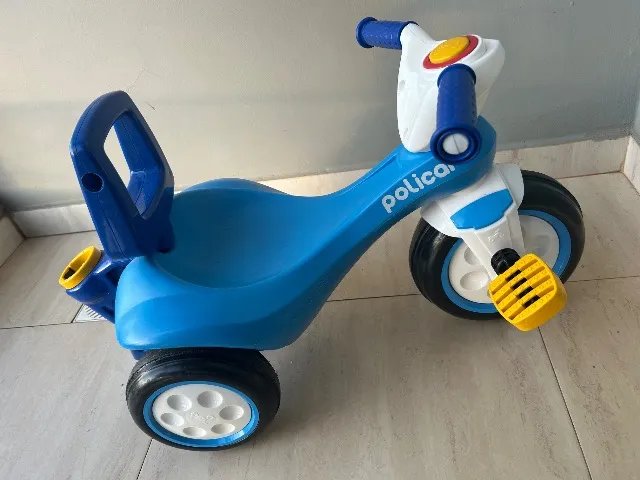 Triciclo Policar Infantil Passeio Azul Com Empurrador E Pedal