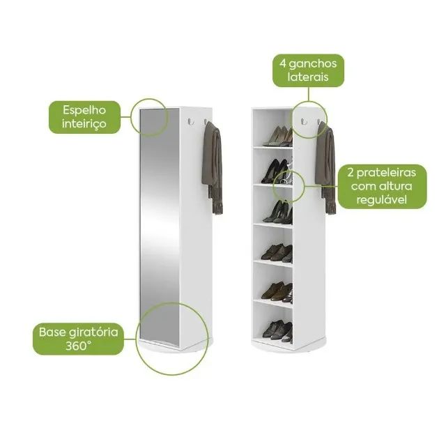 Sapateira com Espelho e Base Giratória DIVIDIMOS EM ATÉ 10X SEM JUROS - Foto 5