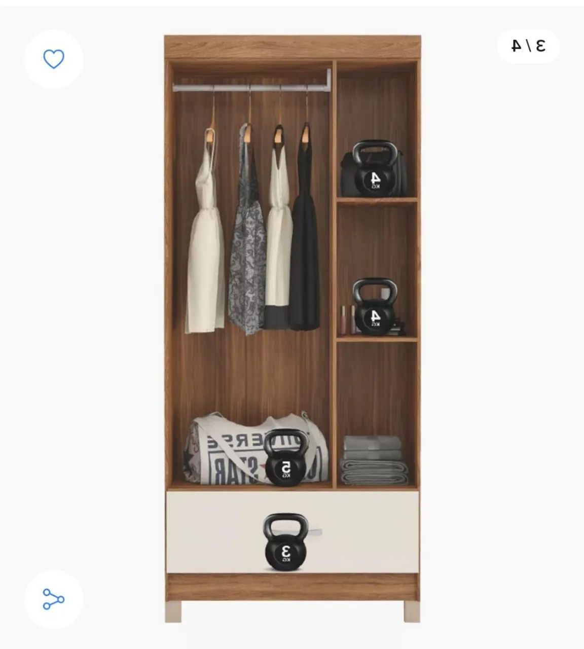 Guarda-Roupa 3 Portas com 1 Gaveta - Novo - Foto 2