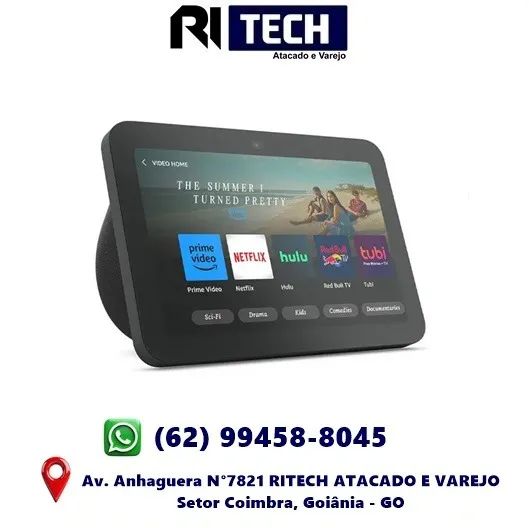 Amazon Echo Show 8 de 3ª geração com assistente virtual Alexa preto 110/220V
