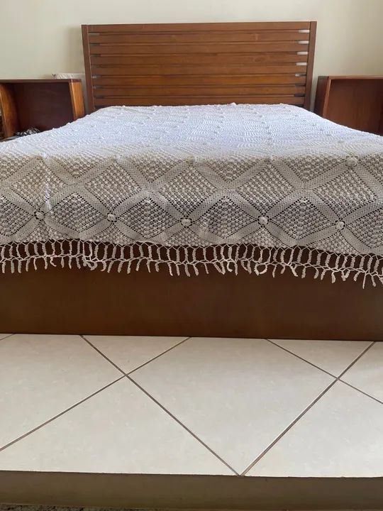 Colcha de Cama em Crochê - Branca