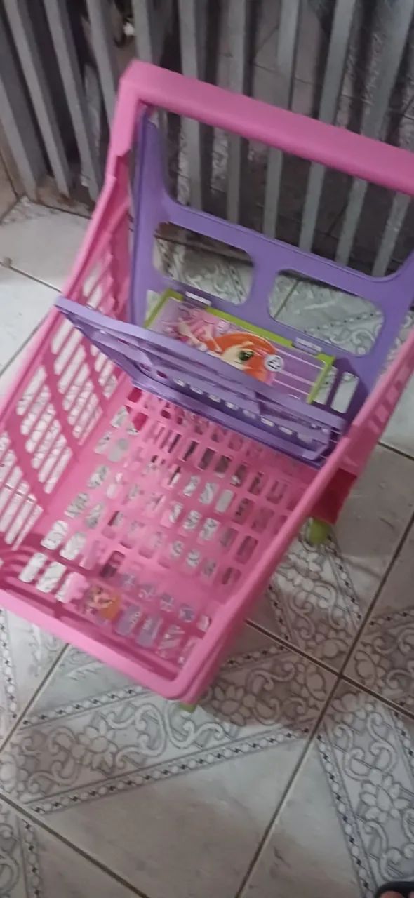 Carrinho de supermercado infantil rosa