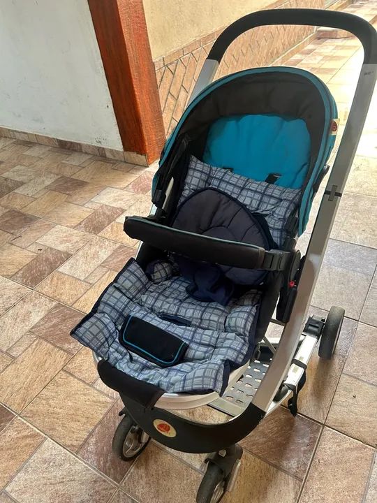 Carrinho de Bebê - dardara - Azul e Cinza - Foto 2