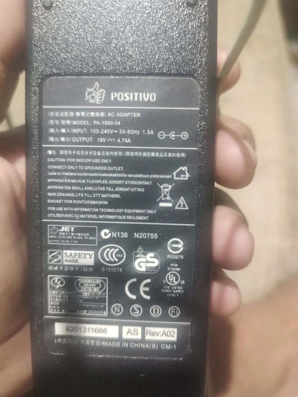 CARREGADOR PARA NOTEBOOK POSITIVO 