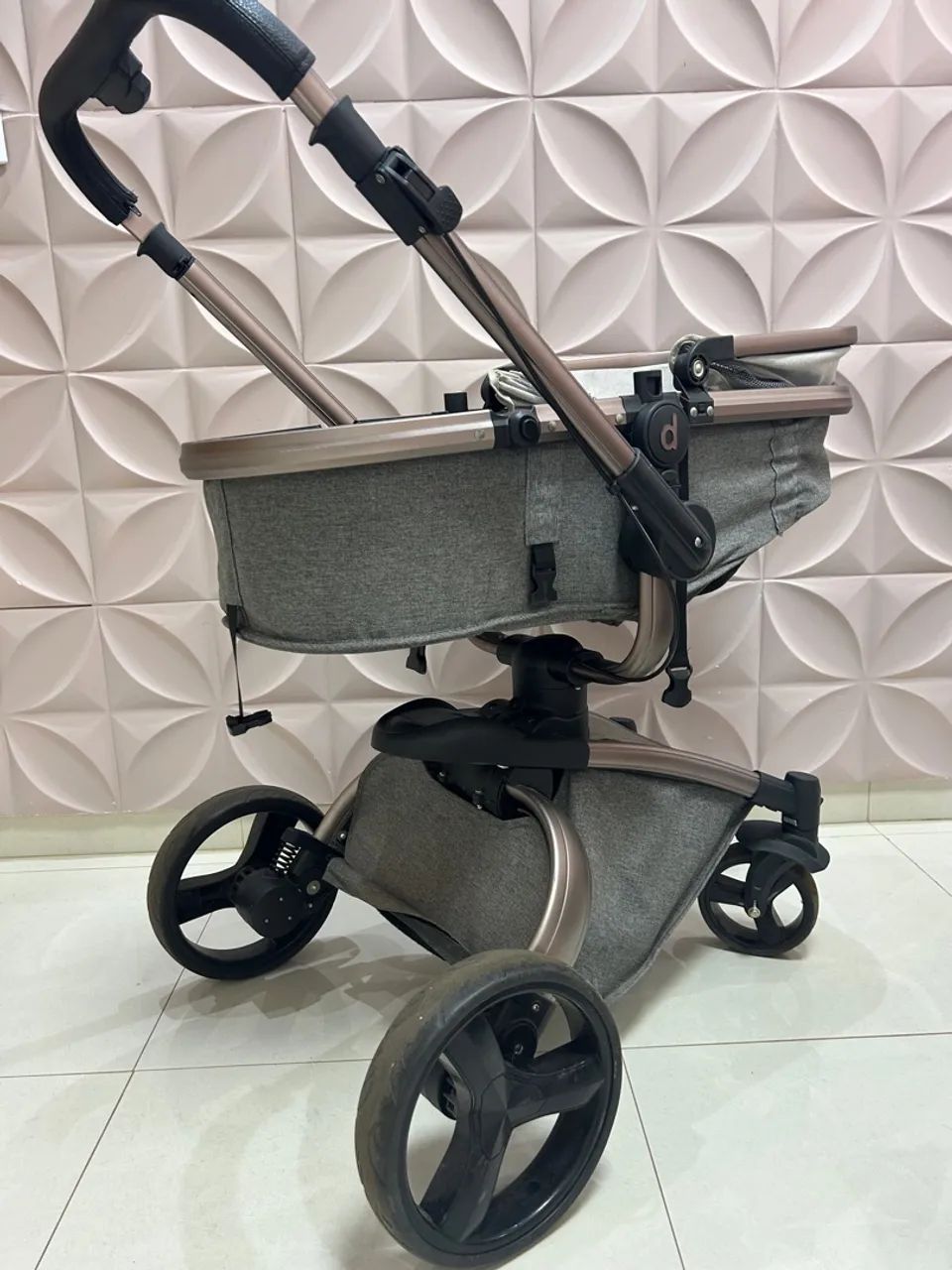 Carrinho de bebê 360 Galzerano Dzieco Rose Cinza completo  - Foto 2