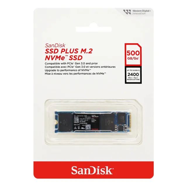 M2 NVME SanDisk Plus, 500 GB, PCle, Gen3, Original, Novo, Lacrado