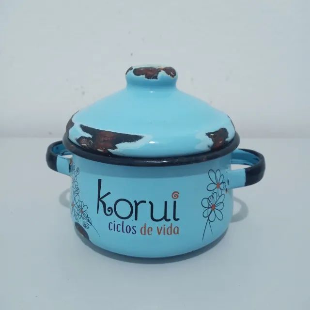 Antiga Mini Panela  em Metal Esmaltada     linda peça Vintage Pop Arte do Russo .  Linda p - Foto 3