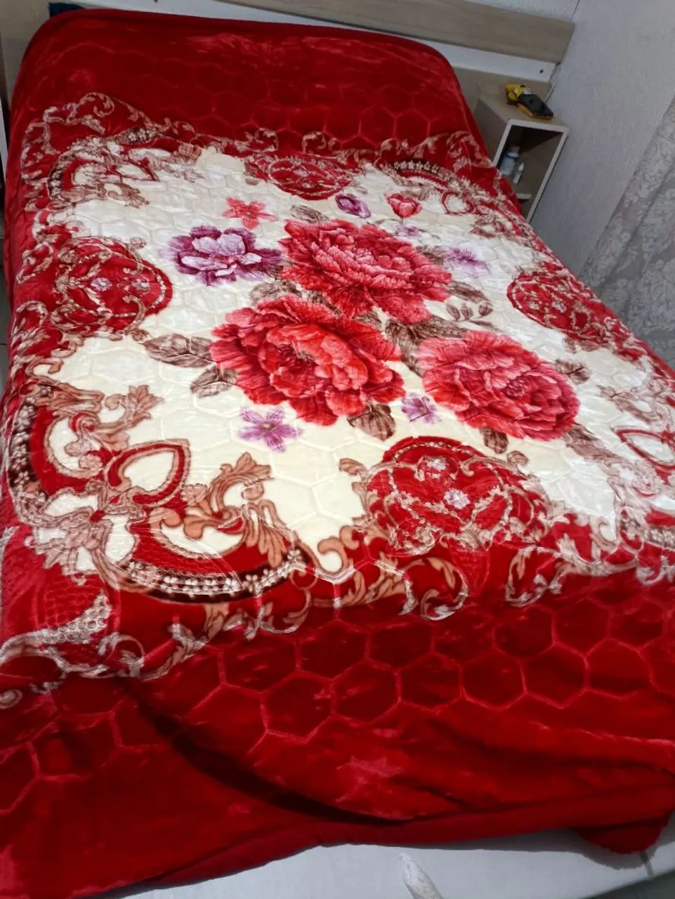 R$239.99 cobertor kamamya cobertor casal 2x2,40 vermelho GG grande grosso 3,5kilos