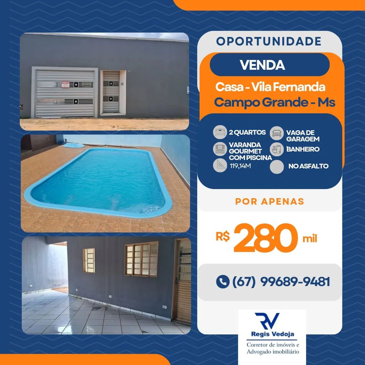 Casa com Piscina - a venda - Vila Fernanda - Campo Grande