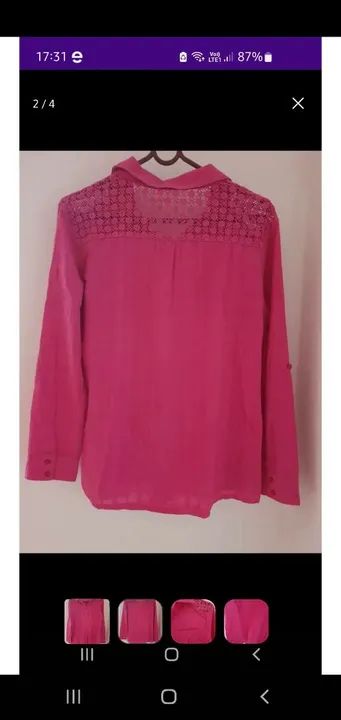 Camisa social algodão rosa - Foto 2