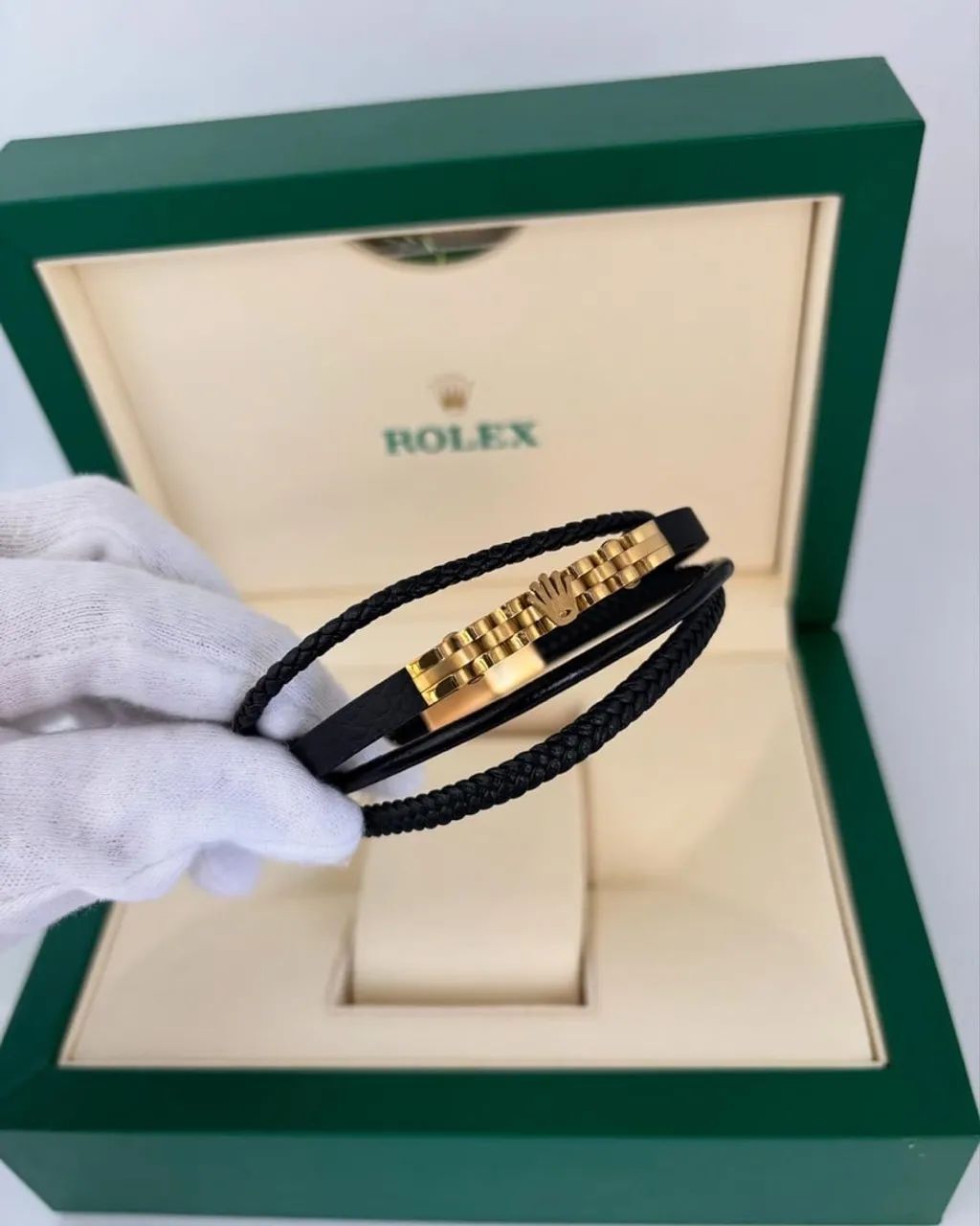Pulseira Masculina Rolex em Couro e Aço - Foto 3