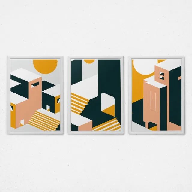 Quadro Decorativo Arquitetura Abstrata Black And Gold Luxo Sala - Foto 4