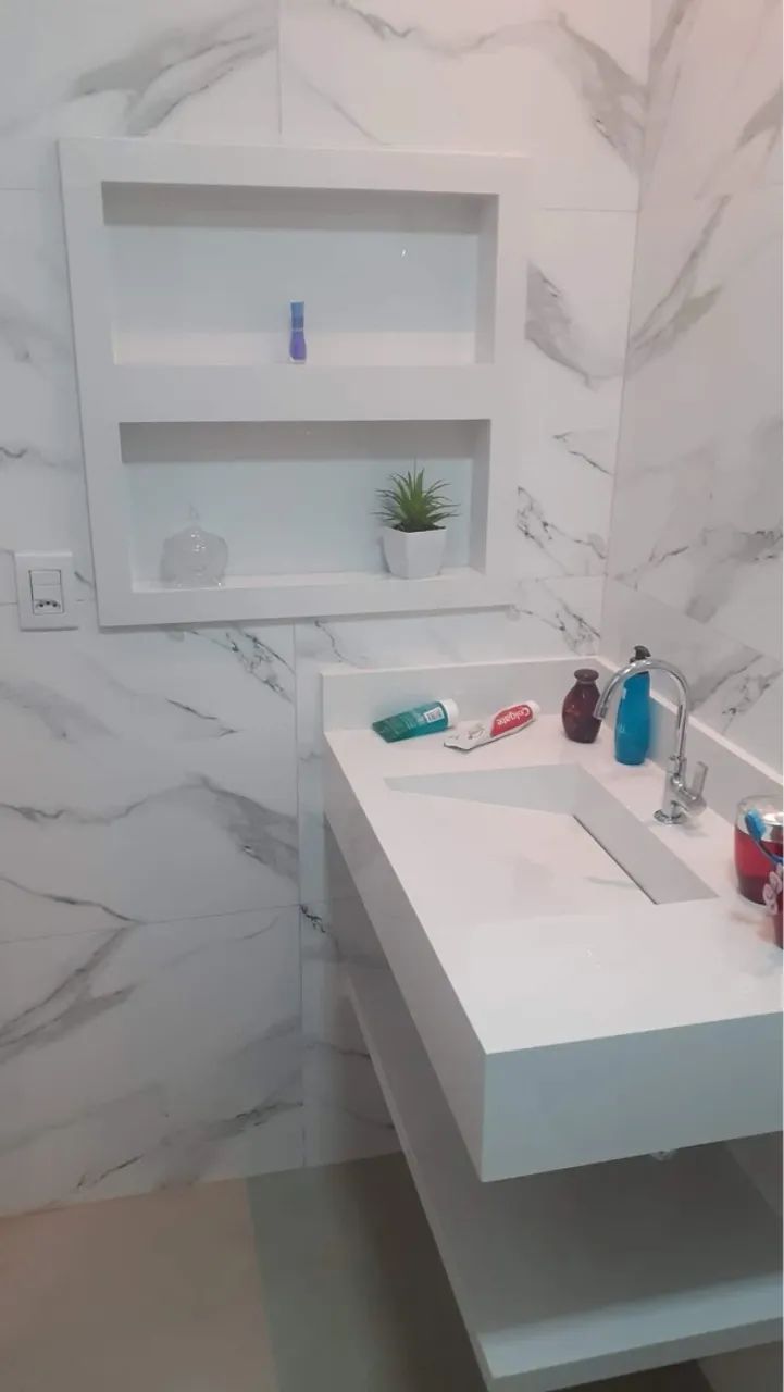 Pia em porcelanato esculpida 