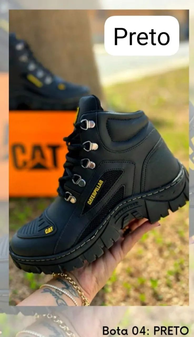 Bota Masculina Caterpillar Preta costurada lançamento 