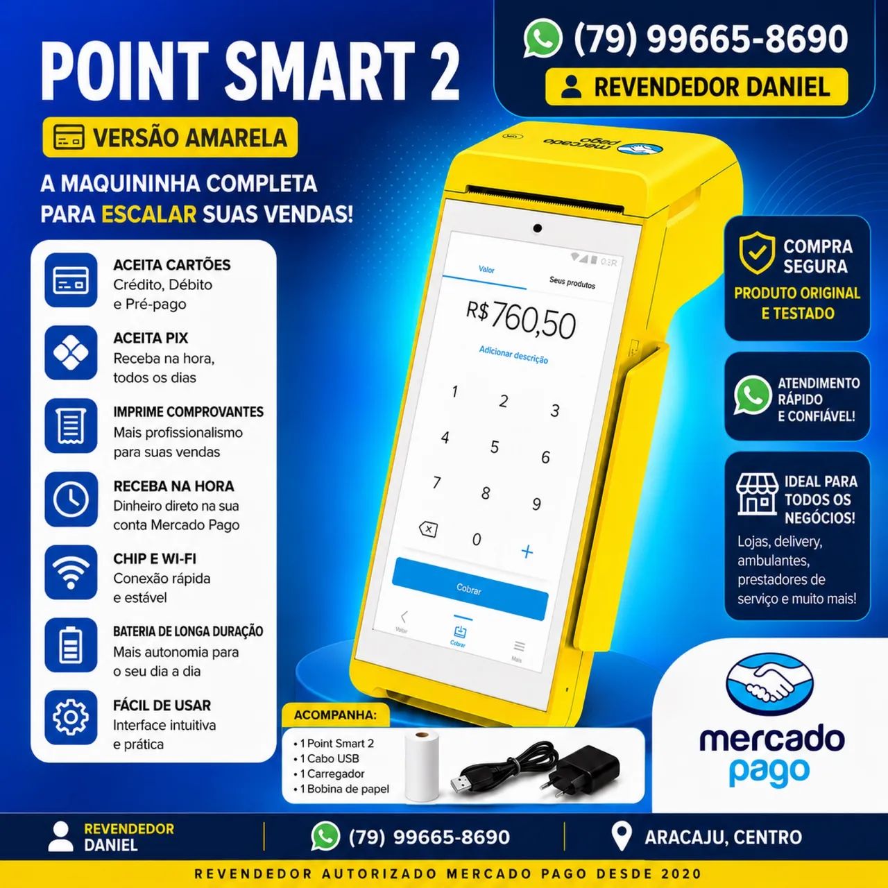 Máquina de Cartão Point Smart 2 - Versão Nova Amarela