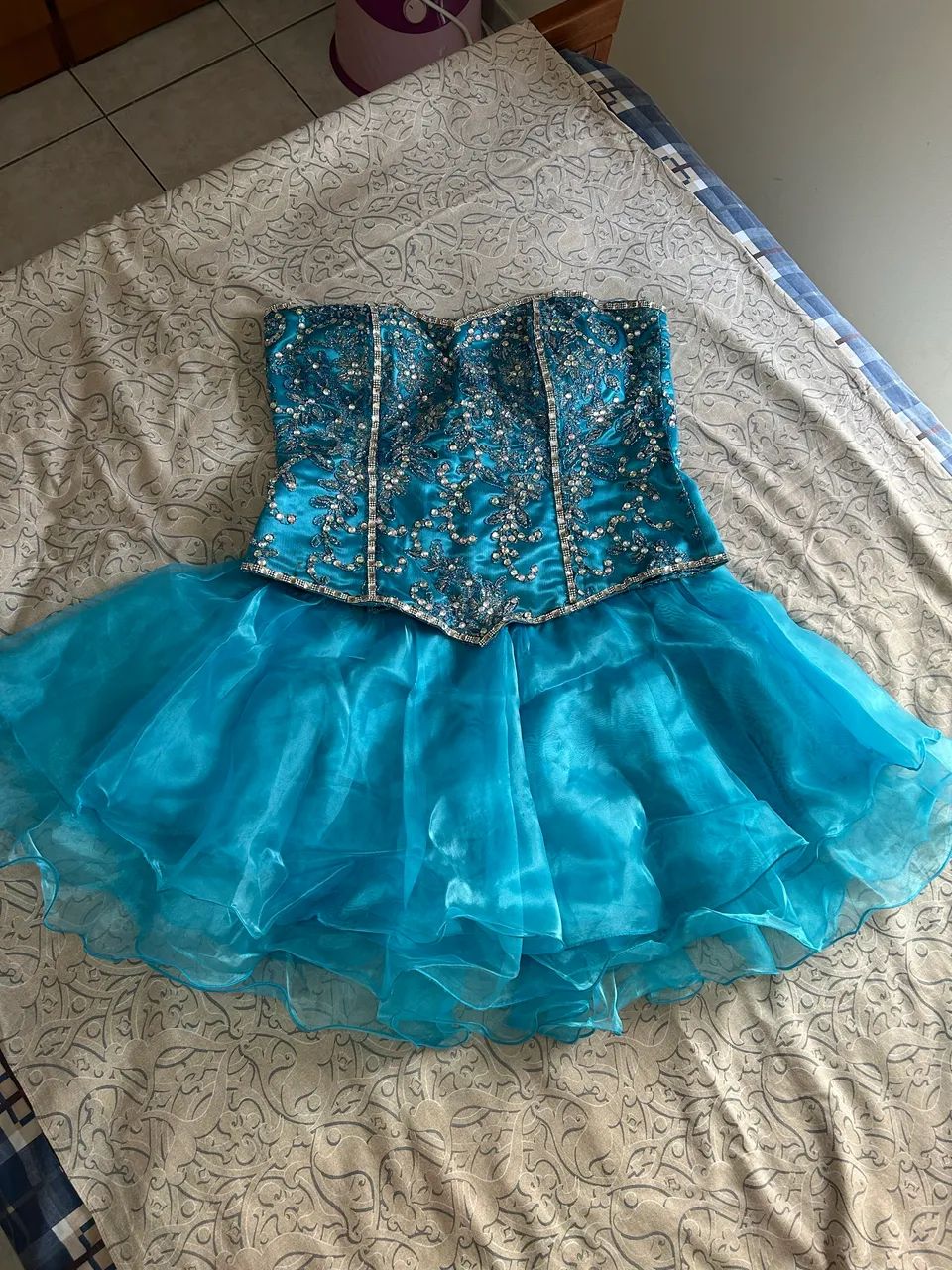vestido de debutante azul tiffany gg - Foto 4