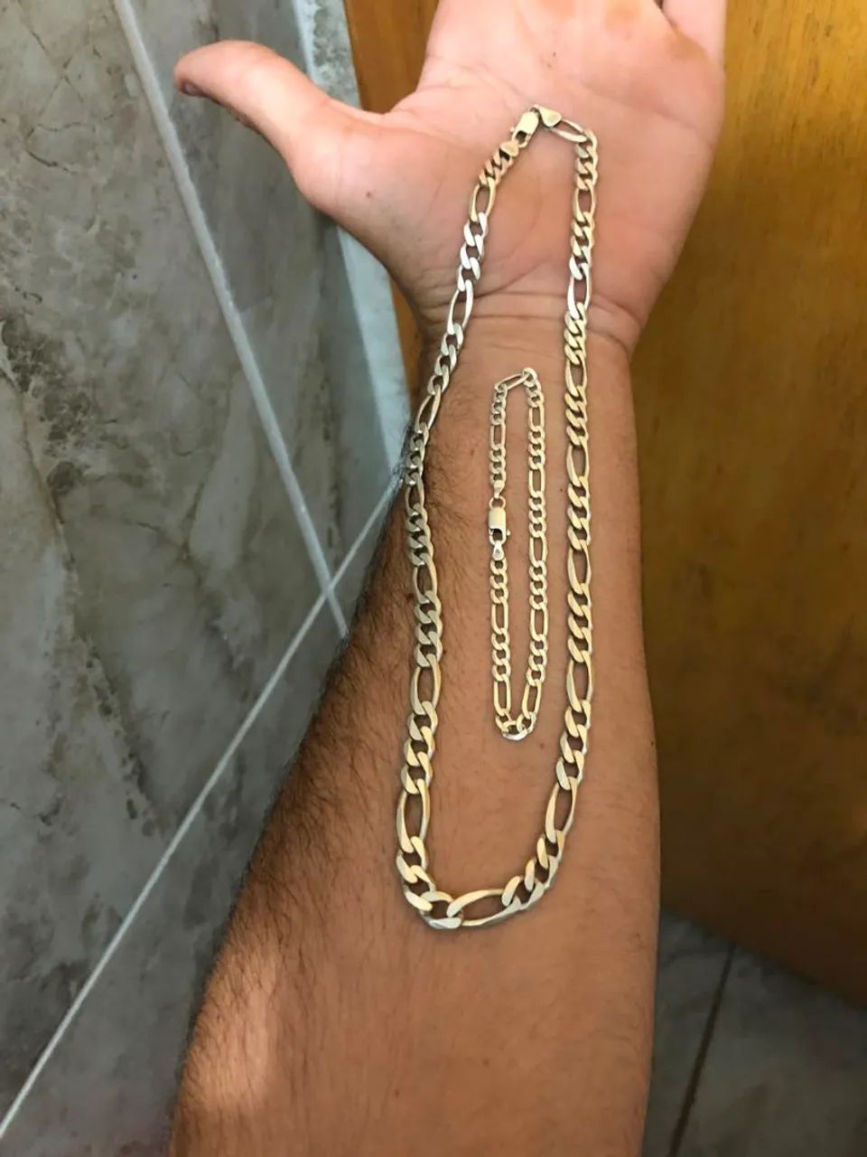 Cordão e pulseira de prata modelo 3 em 1. Preço baixo. - Foto 2
