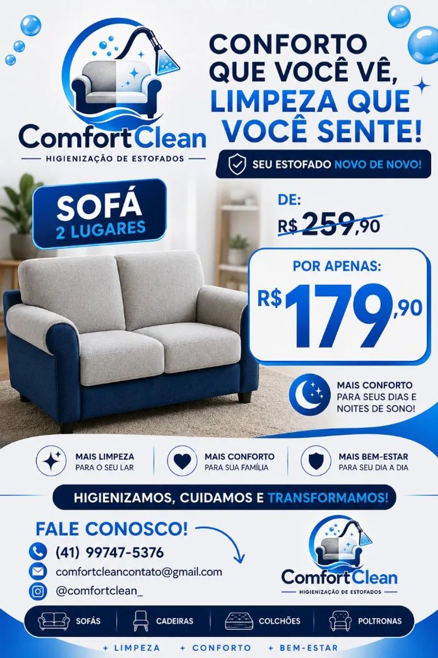 Higienização sofá de 2 lugares 