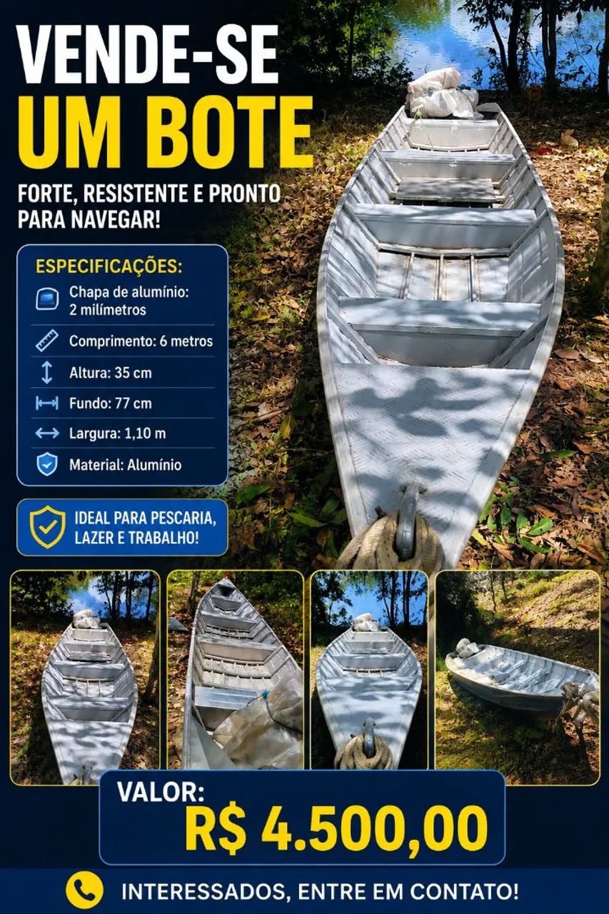 Vendo um bote de alumínio 