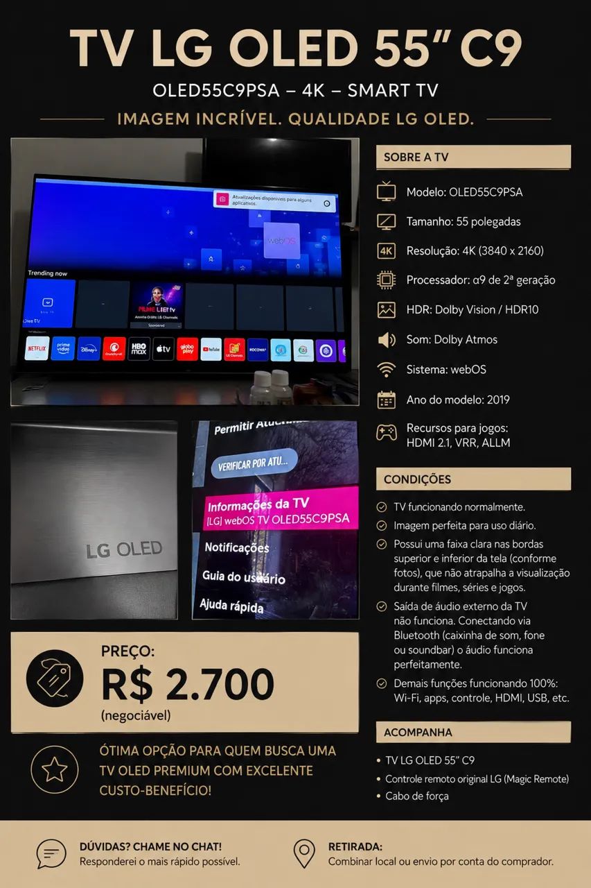 ? LG OLED 55? 4K Smart TV - C9 | OLED55C9PSA - Foto 3