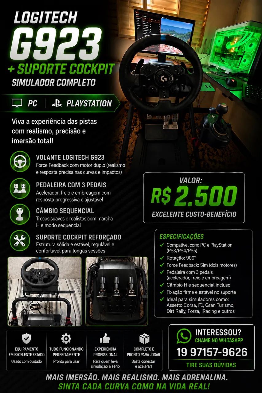 Volante Logitech G923 para PS5, PS4 e PC - Foto 2