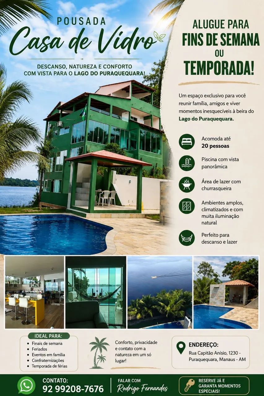 DAY Use / pernoite - Pousada Casa de Vidro