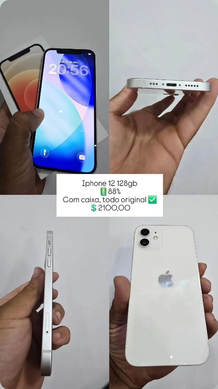 Iphone 12 128gb em ótimo estado, todo original! - Celulares e