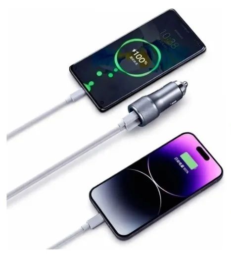 Carregador Veicular Turbo 87,5w Celular Usb+tipo-c Carro - Foto 2