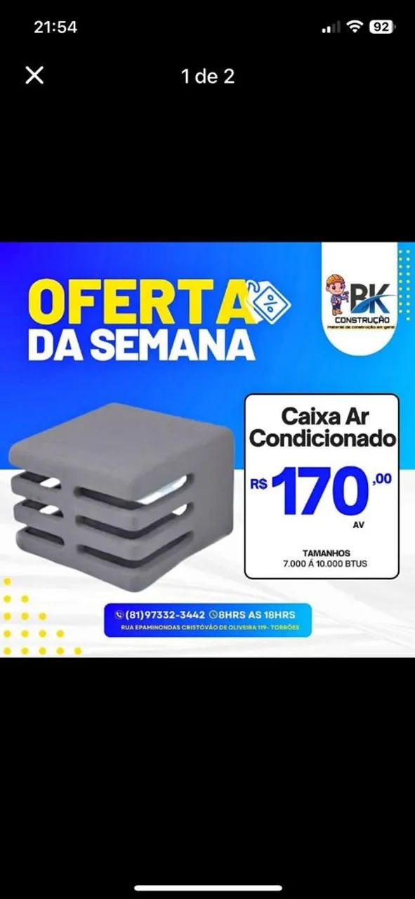 Caixa para ar condicionado 