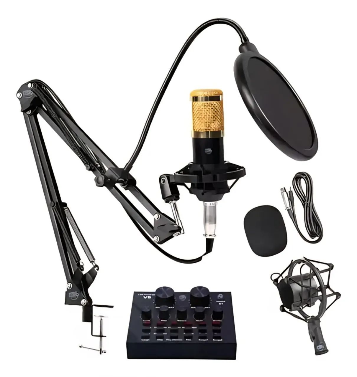 Kit Podcast com Microfone e Placa 431117195805337601