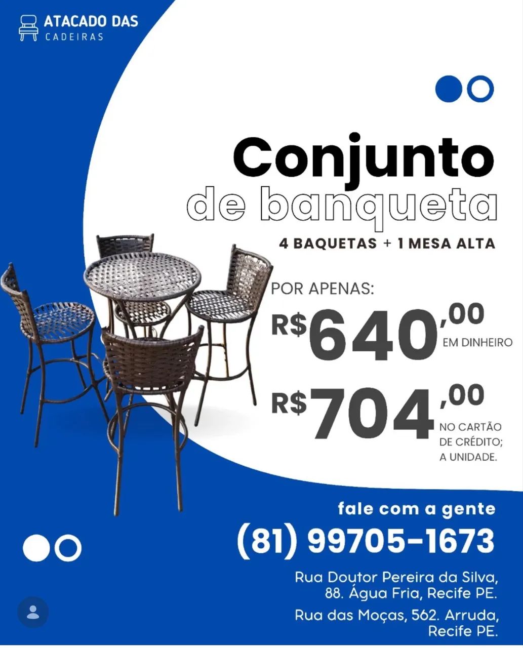 Conjunto de banquetas com mesa alta 