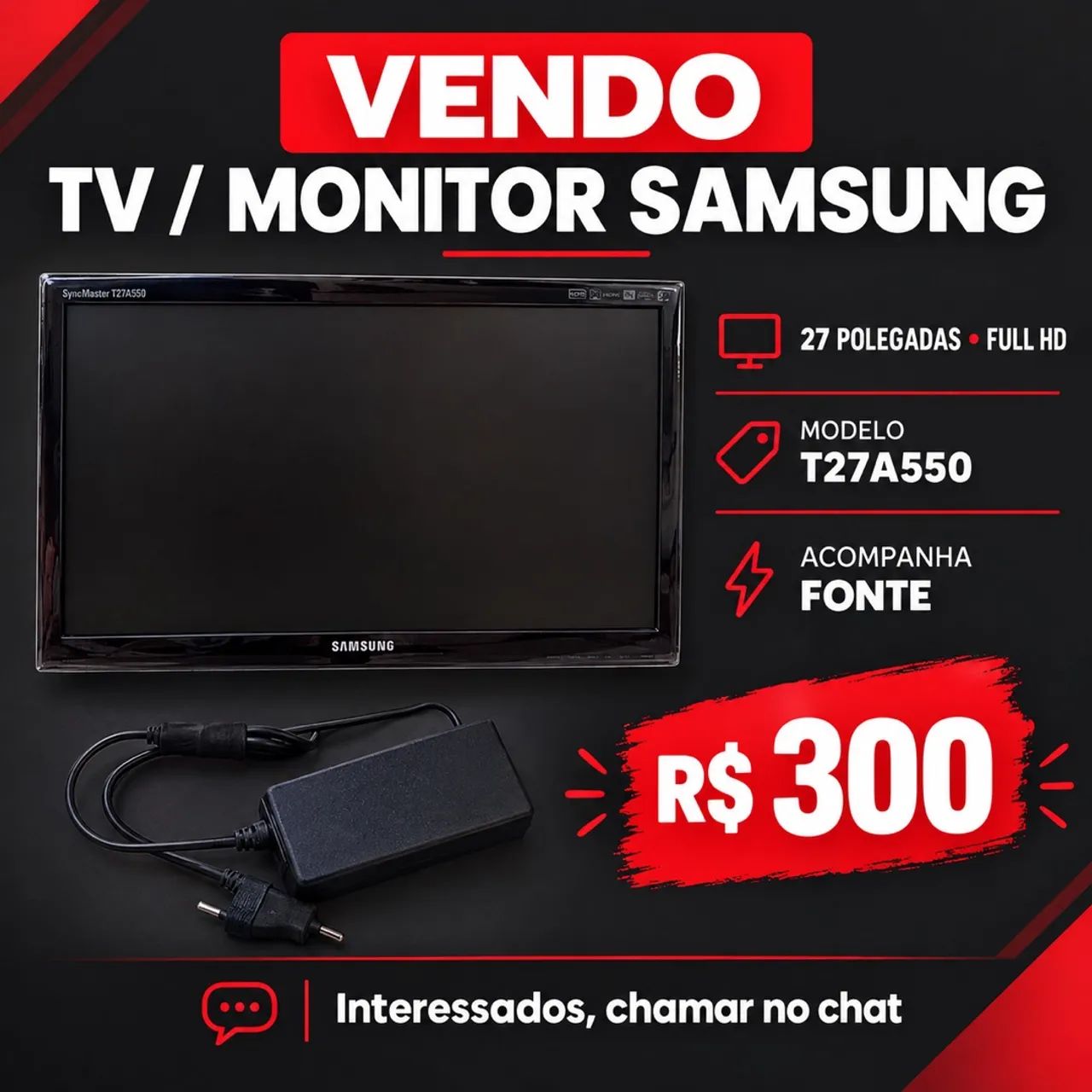 ? VENDO TV/MONITOR SAMSUNG 27 POLEGADAS!