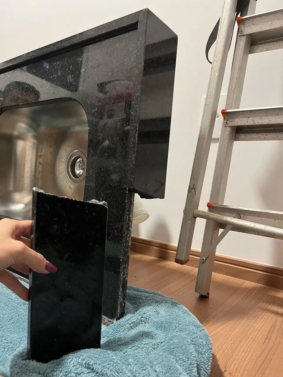 Pia de mármore preto com Cuba65573816642305122