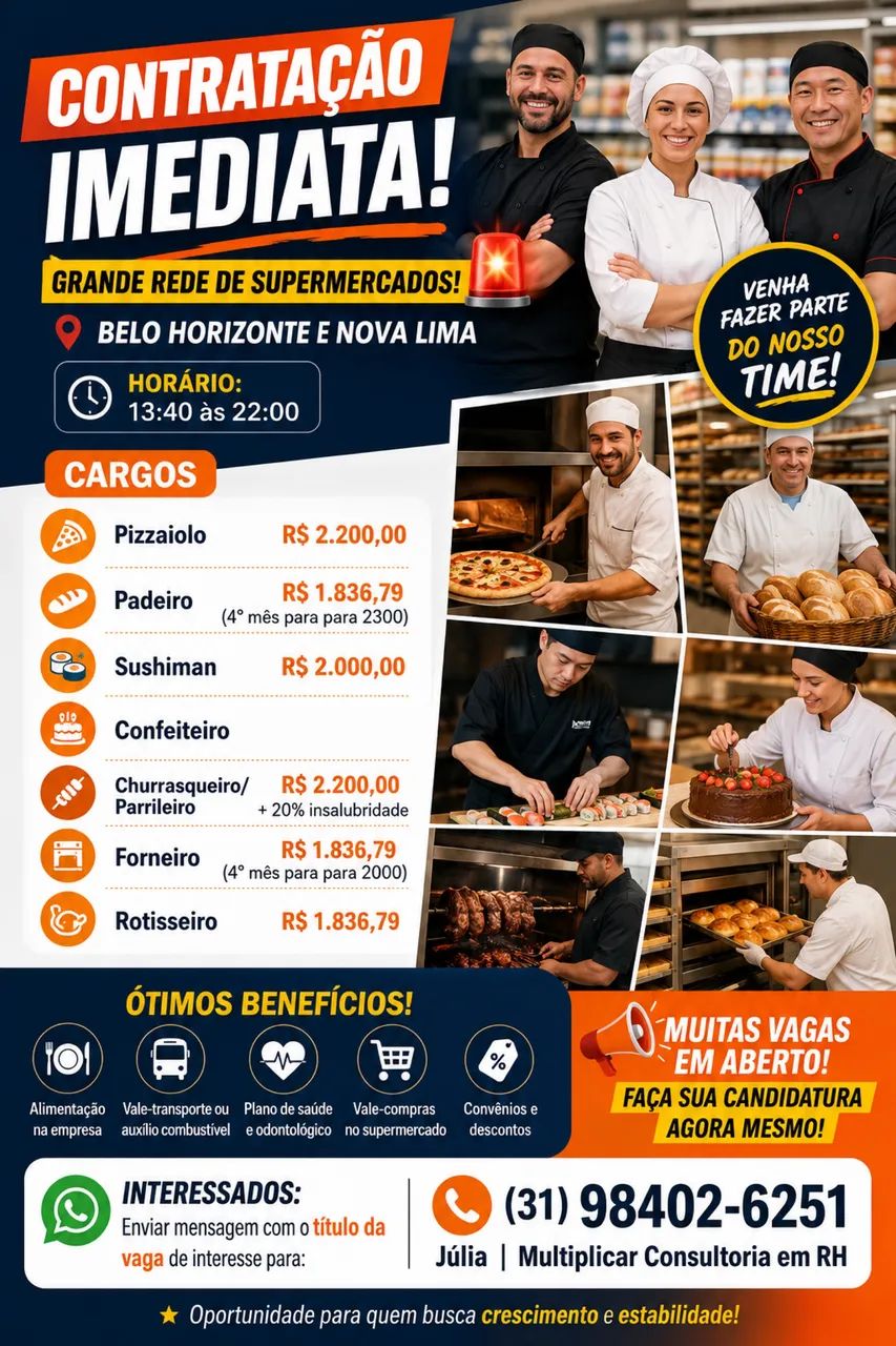 VAGAS PARA BELO HORIZONTE E NOVA LIMA
