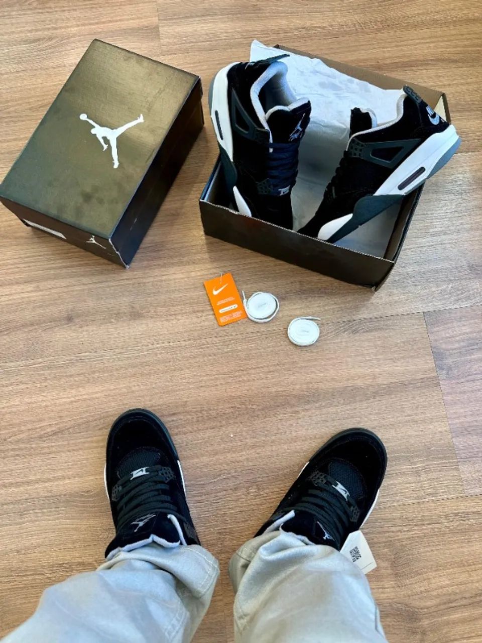 Tênis Nike Jordan 4 Preto Solado Branco Masculino Premium - Foto 4