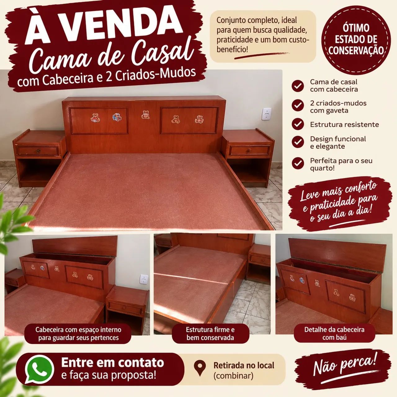 Cama casal com baú  - Foto 3