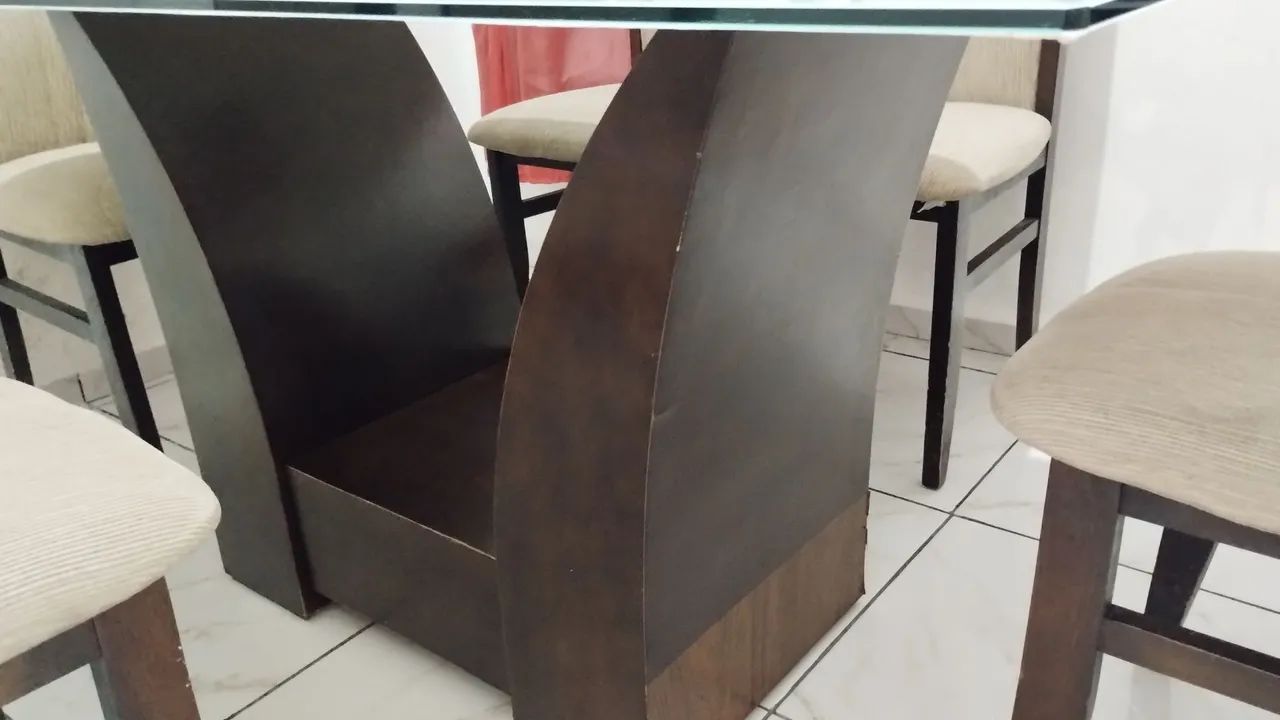 Mesa 6 Cadeiras Com Tampo de Vidro Grosso  - Foto 3