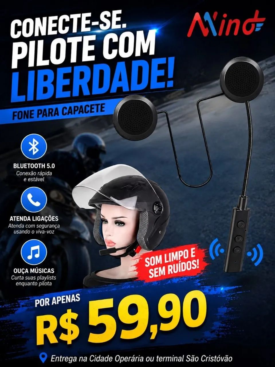 Fone de capacete 
