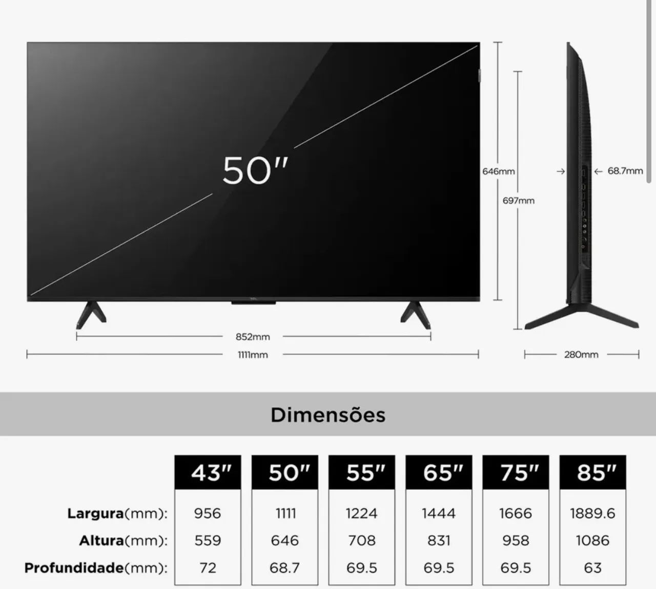 TV 50 Polegadas 4k Qled TCL nova - Foto 3