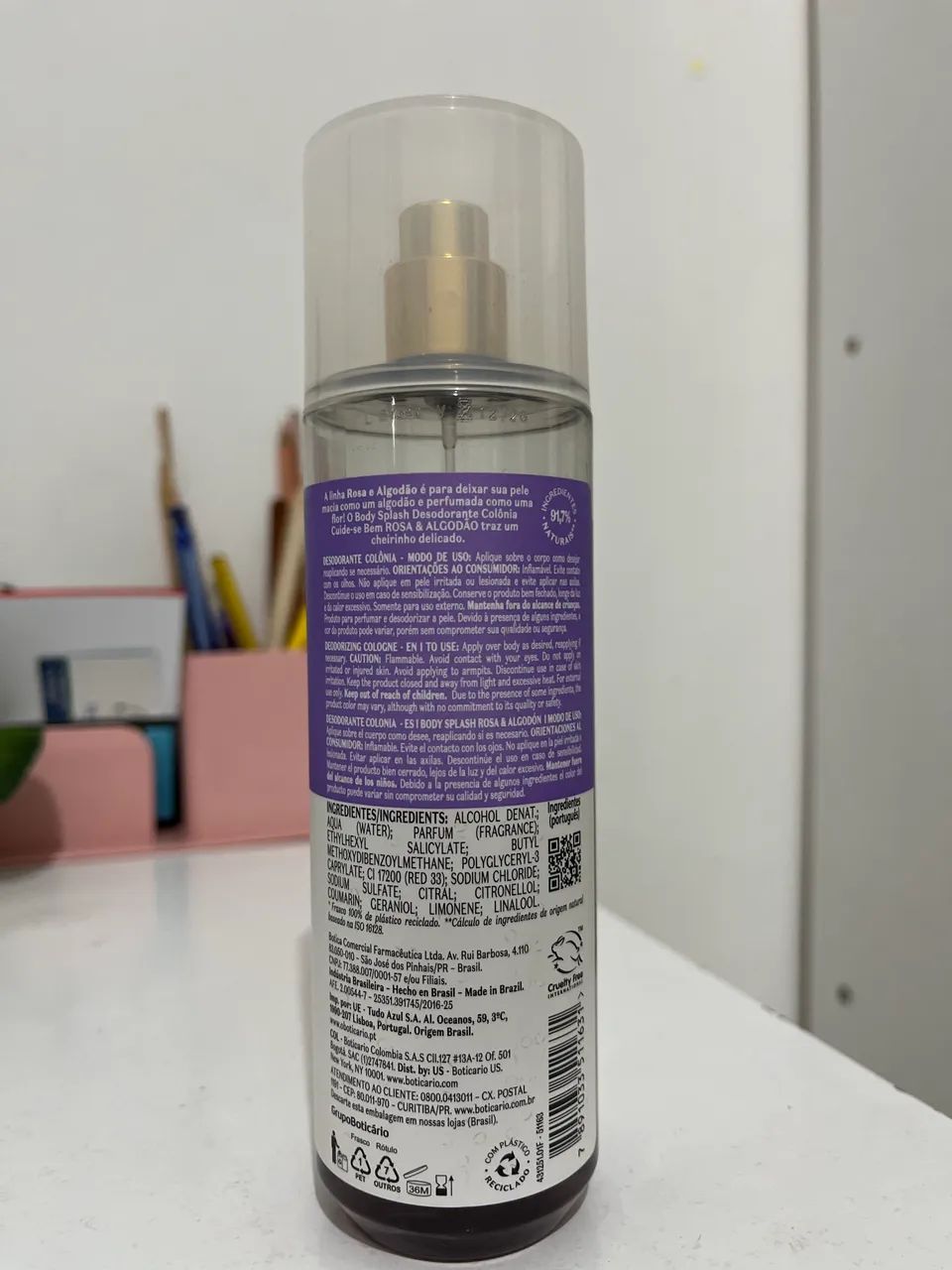 Body Splash Desodorante Colônia Cuide-se Bem Rosa e Algodão - Foto 3